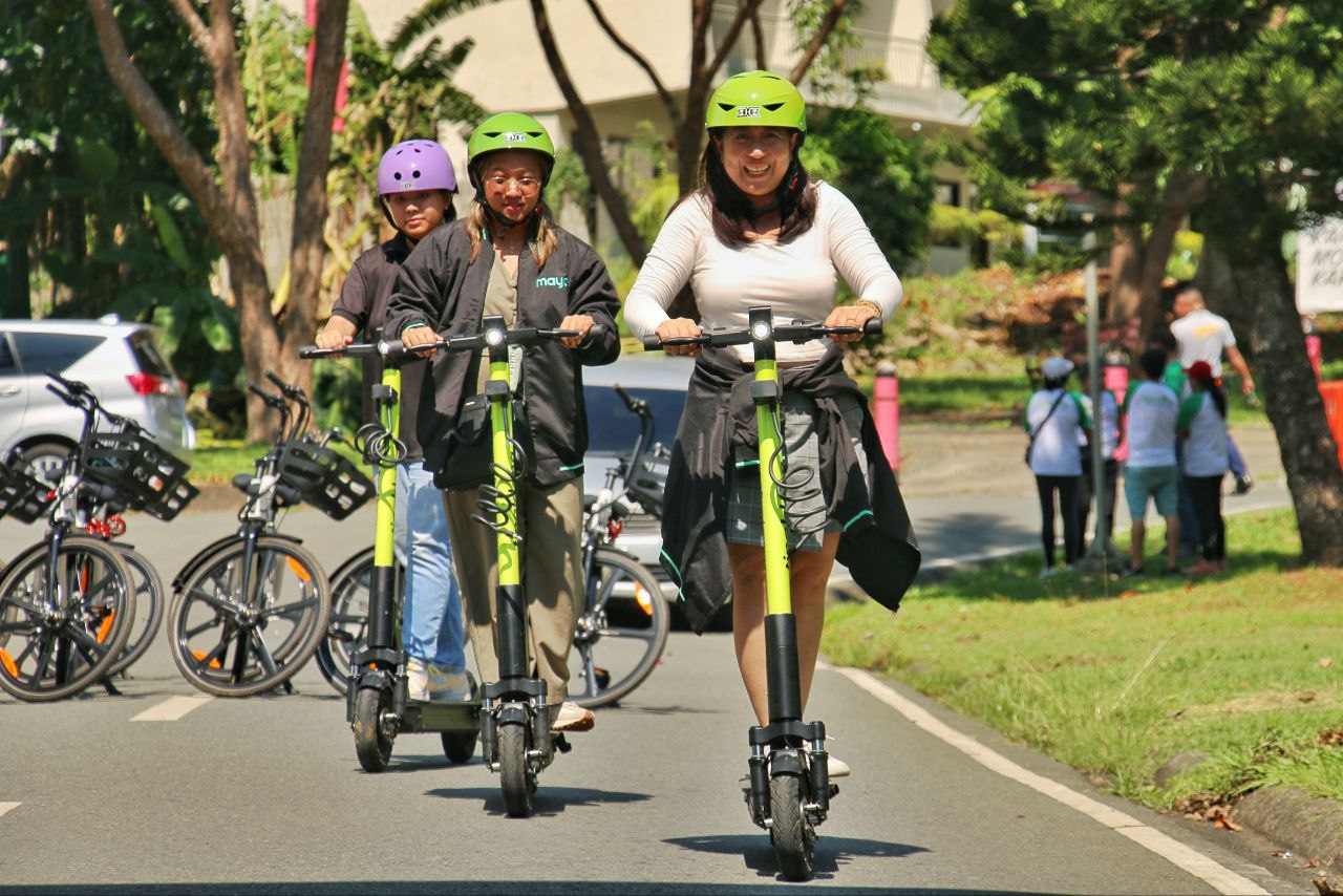 UPLB personnel, students, and guests ride the electric bikes to heritage sites within the campus.