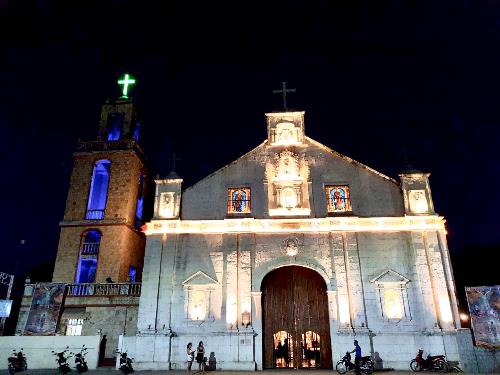 Colorful lights brighten up the Saints Peter and Paul Parish Church in Bantayan at night. Centuries-old Bantayan parish marks ‘digital’ milestone