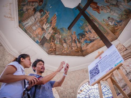 Digital historical markers at Cebu Basilica, Magellan’s Cross Digital historical markers at Cebu Basilica, Magellan’s Cross