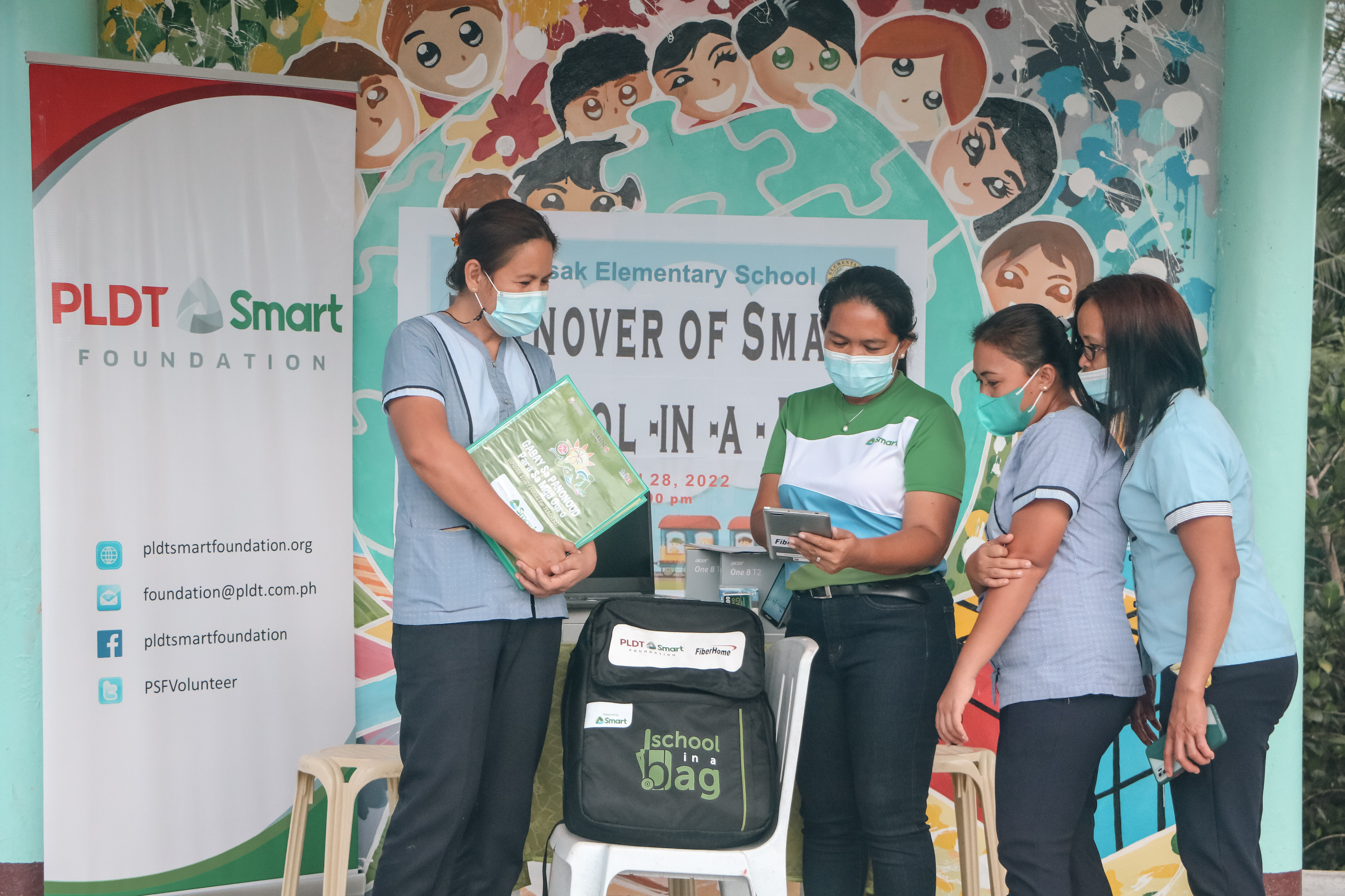 Far-flung schools in Cebu receive School-in-a-Bag from PLDT Group and FiberHome