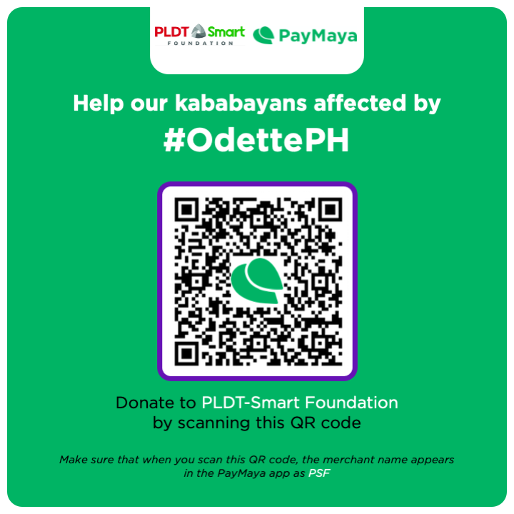 Filipinos can donate to #OdettePH relief efforts via PLDT-Smart Foundation, powered by PayMaya