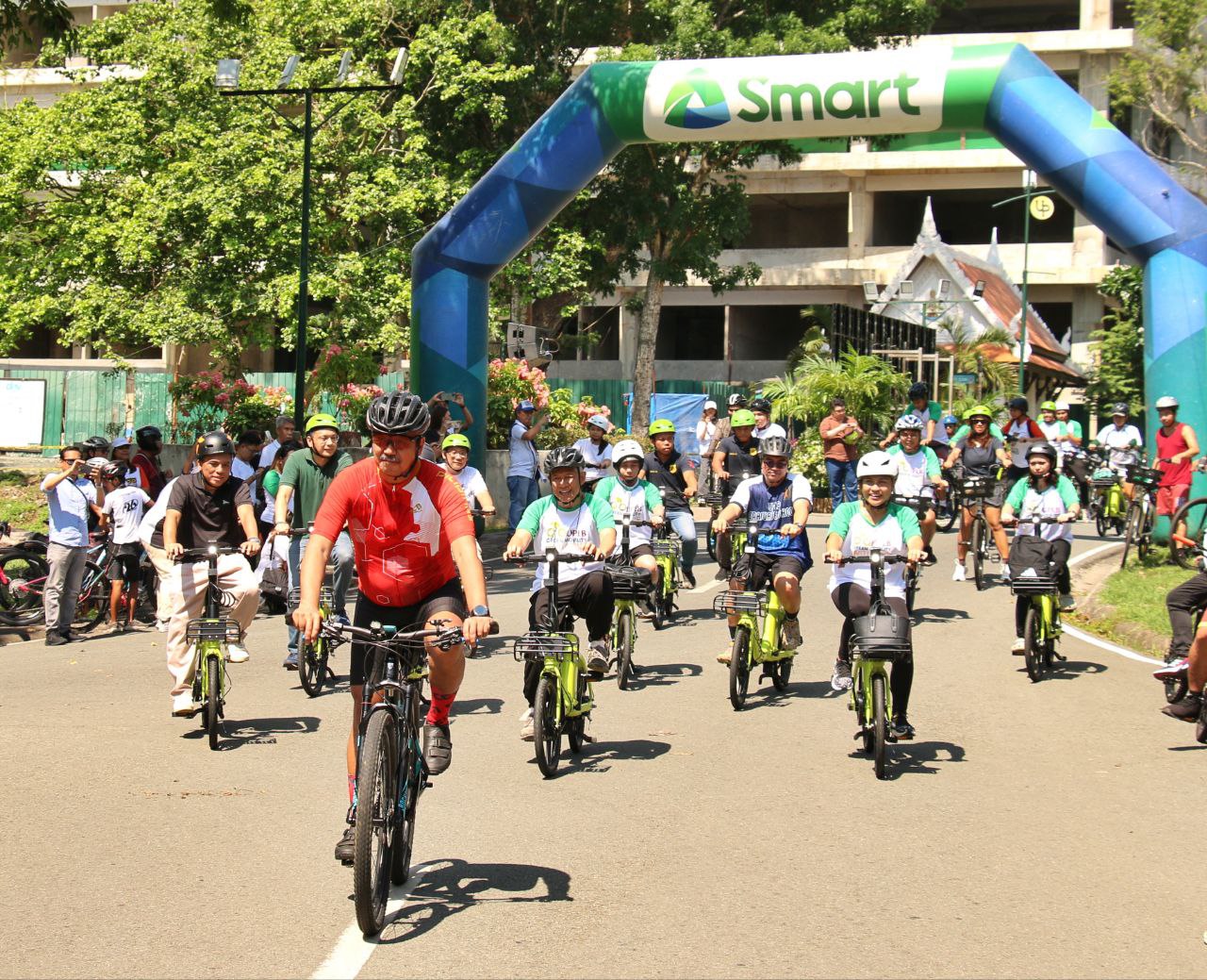 UPLB personnel, students, and guests ride the electric bikes to heritage sites within the campus.
