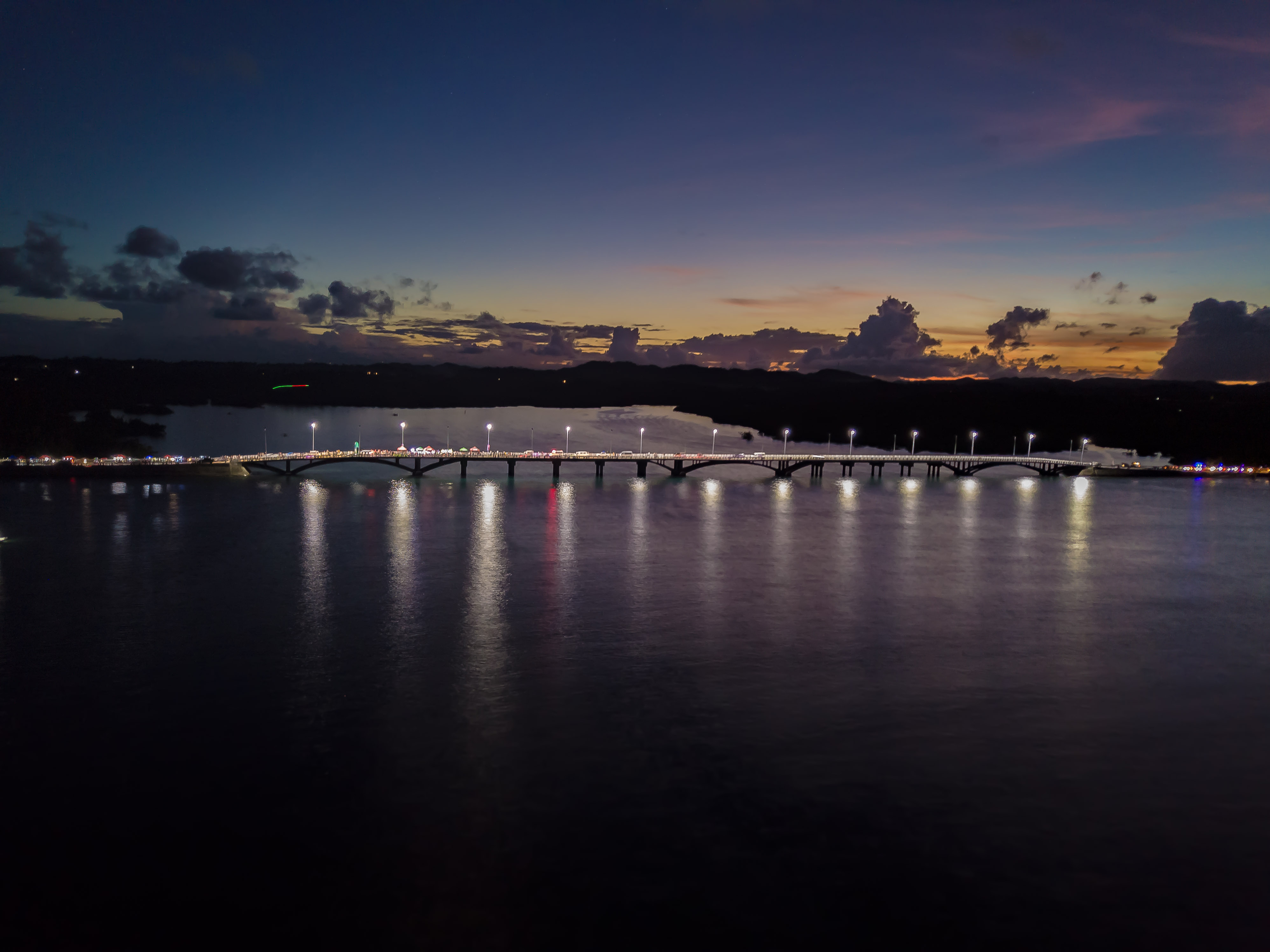 Aerial View of Catangnan Bridge in Siargao Island