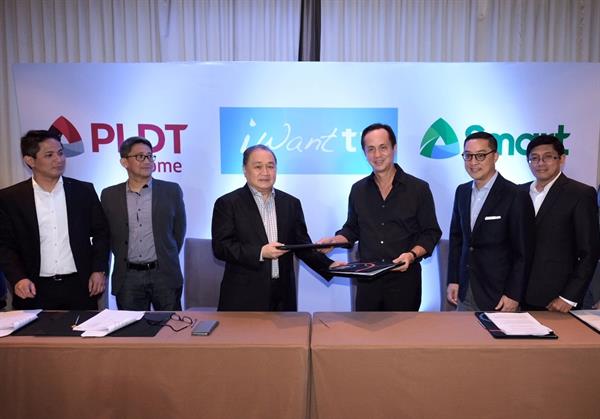 PLDT Home, Smart partner with ABS-CBN for iWant TV