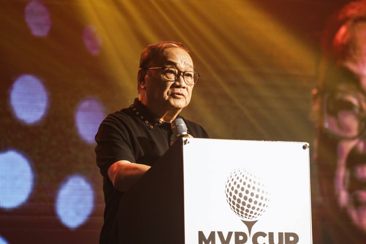 Manny Pangilinan thanks supporters and attendees at the MVP Cup 2024.