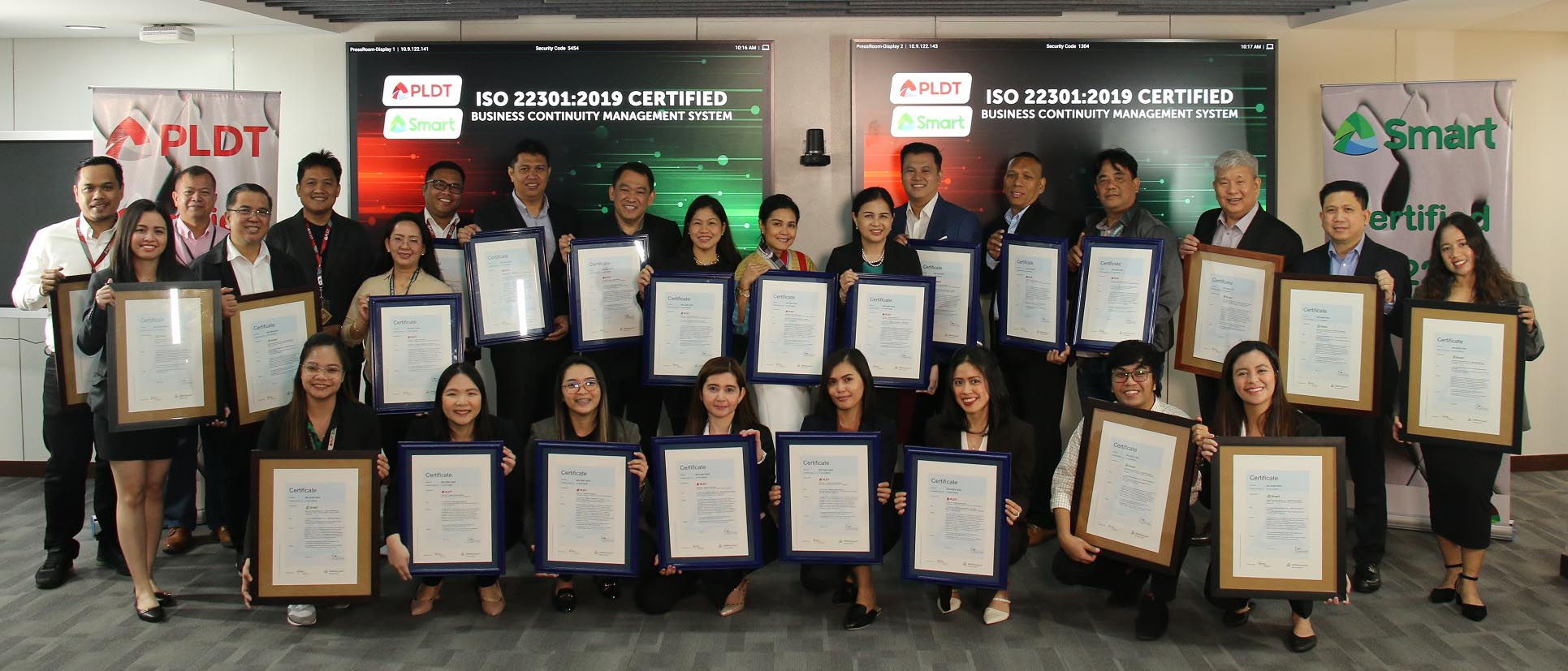 PLDT, Smart BCRO Certification PLDT and Smart's new ISO 22301:2019 certifications push the Group's total ISO certifications for Business Continuity Management System to 24 sites.