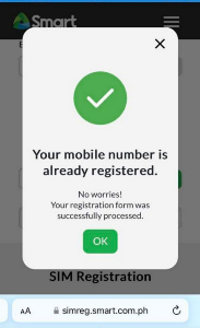 SIM Already Registered